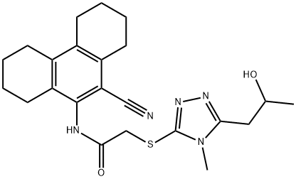 N-(10-cyano-1,2,3,4,5,6,7,8-octahydrophenanthren-9-yl)-2-[[5-(2-hydroxypropyl)-4-methyl-1,2,4-triazol-3-yl]sulfanyl]acetamide Struktur