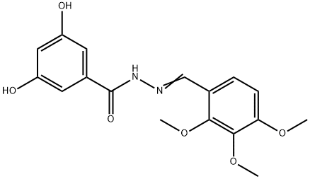 3,5-dihydroxy-N-[(E)-(2,3,4-trimethoxyphenyl)methylideneamino]benzamide Struktur