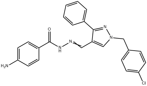 4-amino-N-[(E)-[1-[(4-chlorophenyl)methyl]-3-phenylpyrazol-4-yl]methylideneamino]benzamide Struktur