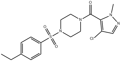 (4-chloro-2-methylpyrazol-3-yl)-[4-(4-ethylphenyl)sulfonylpiperazin-1-yl]methanone Struktur