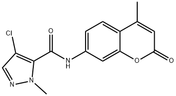 4-chloro-2-methyl-N-(4-methyl-2-oxochromen-7-yl)pyrazole-3-carboxamide Struktur