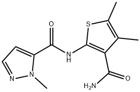 N-(3-carbamoyl-4,5-dimethylthiophen-2-yl)-2-methylpyrazole-3-carboxamide Struktur