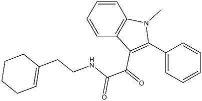 N-[2-(cyclohexen-1-yl)ethyl]-2-(1-methyl-2-phenylindol-3-yl)-2-oxoacetamide Struktur