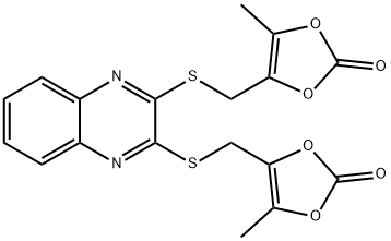 4-methyl-5-[[3-[(5-methyl-2-oxo-1,3-dioxol-4-yl)methylsulfanyl]quinoxalin-2-yl]sulfanylmethyl]-1,3-dioxol-2-one Struktur