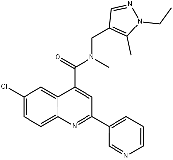 6-chloro-N-[(1-ethyl-5-methylpyrazol-4-yl)methyl]-N-methyl-2-pyridin-3-ylquinoline-4-carboxamide Structure