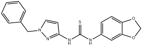 1-(1,3-benzodioxol-5-yl)-3-(1-benzylpyrazol-3-yl)thiourea Struktur