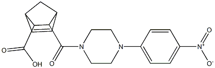 2-[4-(4-nitrophenyl)piperazine-1-carbonyl]bicyclo[2.2.1]hept-5-ene-3-carboxylic acid Struktur