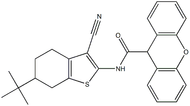 N-(6-tert-butyl-3-cyano-4,5,6,7-tetrahydro-1-benzothiophen-2-yl)-9H-xanthene-9-carboxamide Struktur