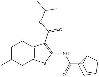 propan-2-yl 2-(bicyclo[2.2.1]heptane-3-carbonylamino)-6-methyl-4,5,6,7-tetrahydro-1-benzothiophene-3-carboxylate Struktur