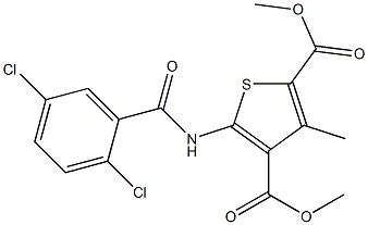 dimethyl 5-[(2,5-dichlorobenzoyl)amino]-3-methylthiophene-2,4-dicarboxylate Struktur