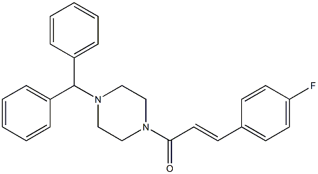 (E)-1-(4-benzhydrylpiperazin-1-yl)-3-(4-fluorophenyl)prop-2-en-1-one Struktur