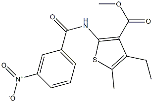 methyl 4-ethyl-5-methyl-2-[(3-nitrobenzoyl)amino]thiophene-3-carboxylate Struktur