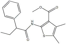 methyl 4,5-dimethyl-2-(2-phenylbutanoylamino)thiophene-3-carboxylate Struktur