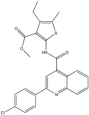 methyl 2-[[2-(4-chlorophenyl)quinoline-4-carbonyl]amino]-4-ethyl-5-methylthiophene-3-carboxylate Struktur