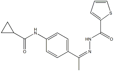 N-[(Z)-1-[4-(cyclopropanecarbonylamino)phenyl]ethylideneamino]thiophene-2-carboxamide Struktur