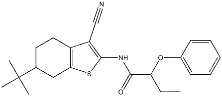 N-(6-tert-butyl-3-cyano-4,5,6,7-tetrahydro-1-benzothiophen-2-yl)-2-phenoxybutanamide Struktur