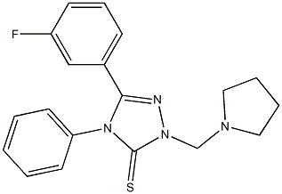 5-(3-fluorophenyl)-4-phenyl-2-(pyrrolidin-1-ylmethyl)-1,2,4-triazole-3-thione Struktur