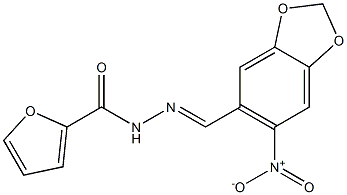 N-[(E)-(6-nitro-1,3-benzodioxol-5-yl)methylideneamino]furan-2-carboxamide Struktur