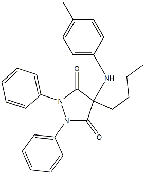 4-butyl-4-(4-methylanilino)-1,2-diphenylpyrazolidine-3,5-dione Struktur