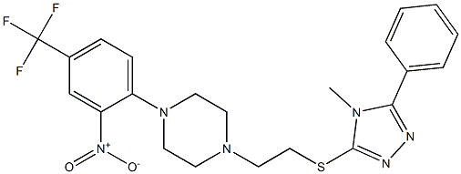 1-[2-[(4-methyl-5-phenyl-1,2,4-triazol-3-yl)sulfanyl]ethyl]-4-[2-nitro-4-(trifluoromethyl)phenyl]piperazine Struktur