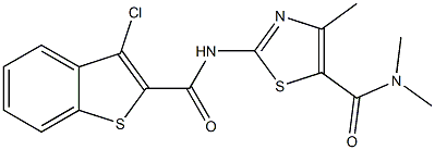 2-[(3-chloro-1-benzothiophene-2-carbonyl)amino]-N,N,4-trimethyl-1,3-thiazole-5-carboxamide Struktur