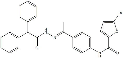 5-bromo-N-[4-[(E)-N-[(2,2-diphenylacetyl)amino]-C-methylcarbonimidoyl]phenyl]furan-2-carboxamide Struktur