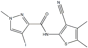 N-(3-cyano-4,5-dimethylthiophen-2-yl)-4-iodo-1-methylpyrazole-3-carboxamide Struktur