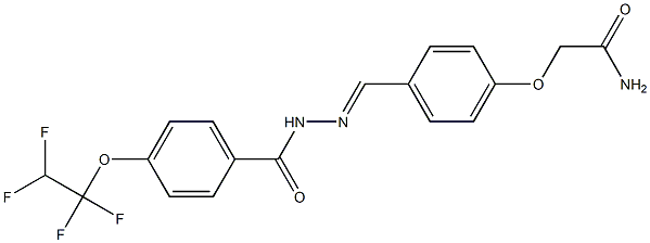 N-[(E)-[4-(2-amino-2-oxoethoxy)phenyl]methylideneamino]-4-(1,1,2,2-tetrafluoroethoxy)benzamide Struktur