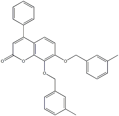 7,8-bis[(3-methylphenyl)methoxy]-4-phenylchromen-2-one Struktur