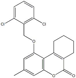 1-[(2,6-dichlorophenyl)methoxy]-3-methyl-7,8,9,10-tetrahydrobenzo[c]chromen-6-one Struktur