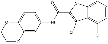 3,4-dichloro-N-(2,3-dihydro-1,4-benzodioxin-6-yl)-1-benzothiophene-2-carboxamide Struktur