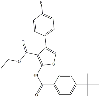 ethyl 2-[(4-tert-butylbenzoyl)amino]-4-(4-fluorophenyl)thiophene-3-carboxylate Struktur