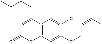 4-butyl-6-chloro-7-(3-methylbut-2-enoxy)chromen-2-one Struktur