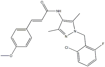 (E)-N-[1-[(2-chloro-6-fluorophenyl)methyl]-3,5-dimethylpyrazol-4-yl]-3-(4-methoxyphenyl)prop-2-enamide Struktur