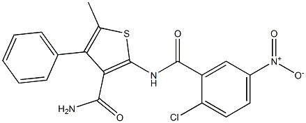 2-[(2-chloro-5-nitrobenzoyl)amino]-5-methyl-4-phenylthiophene-3-carboxamide Structure