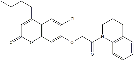 4-butyl-6-chloro-7-[2-(3,4-dihydro-2H-quinolin-1-yl)-2-oxoethoxy]chromen-2-one Struktur