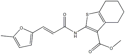 methyl 2-[[(E)-3-(5-methylfuran-2-yl)prop-2-enoyl]amino]-4,5,6,7-tetrahydro-1-benzothiophene-3-carboxylate Struktur