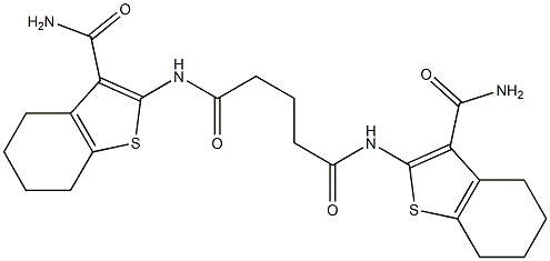 N,N'-bis(3-carbamoyl-4,5,6,7-tetrahydro-1-benzothiophen-2-yl)pentanediamide Struktur