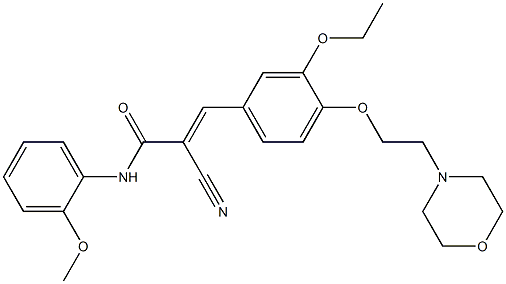 (E)-2-cyano-3-[3-ethoxy-4-(2-morpholin-4-ylethoxy)phenyl]-N-(2-methoxyphenyl)prop-2-enamide Struktur