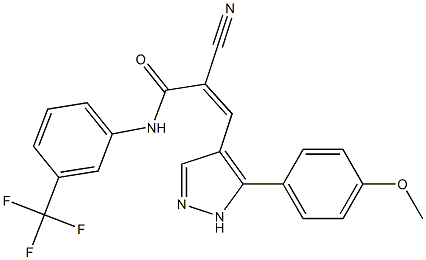 (Z)-2-cyano-3-[5-(4-methoxyphenyl)-1H-pyrazol-4-yl]-N-[3-(trifluoromethyl)phenyl]prop-2-enamide Struktur