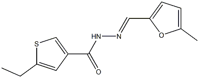 5-ethyl-N-[(E)-(5-methylfuran-2-yl)methylideneamino]thiophene-3-carboxamide Struktur