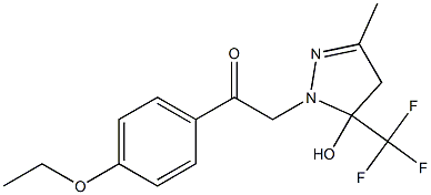 2-(4-ethoxyphenyl)-1-[5-hydroxy-3-methyl-5-(trifluoromethyl)-4H-pyrazol-1-yl]ethanone Struktur