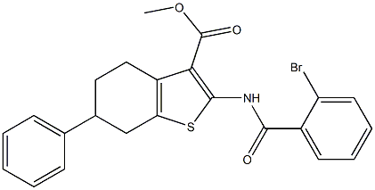 methyl 2-[(2-bromobenzoyl)amino]-6-phenyl-4,5,6,7-tetrahydro-1-benzothiophene-3-carboxylate Struktur