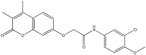 N-(3-chloro-4-methoxyphenyl)-2-(3,4-dimethyl-2-oxochromen-7-yl)oxyacetamide Struktur