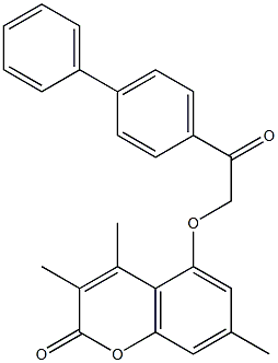 3,4,7-trimethyl-5-[2-oxo-2-(4-phenylphenyl)ethoxy]chromen-2-one Struktur