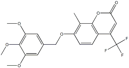 8-methyl-4-(trifluoromethyl)-7-[(3,4,5-trimethoxyphenyl)methoxy]chromen-2-one Struktur