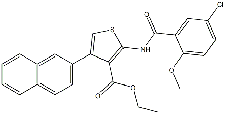 ethyl 2-[(5-chloro-2-methoxybenzoyl)amino]-4-naphthalen-2-ylthiophene-3-carboxylate Struktur