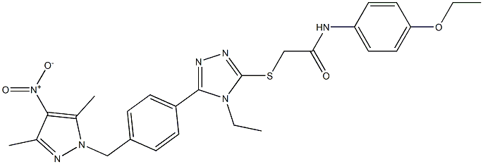 2-[[5-[4-[(3,5-dimethyl-4-nitropyrazol-1-yl)methyl]phenyl]-4-ethyl-1,2,4-triazol-3-yl]sulfanyl]-N-(4-ethoxyphenyl)acetamide Struktur