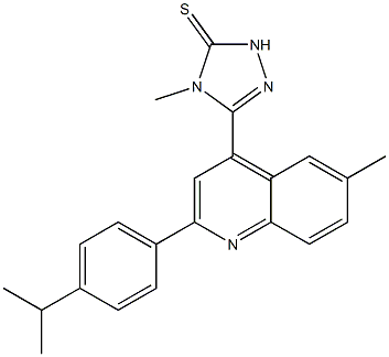 4-methyl-3-[6-methyl-2-(4-propan-2-ylphenyl)quinolin-4-yl]-1H-1,2,4-triazole-5-thione Struktur