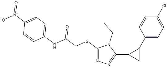 2-[[5-[2-(4-chlorophenyl)cyclopropyl]-4-ethyl-1,2,4-triazol-3-yl]sulfanyl]-N-(4-nitrophenyl)acetamide Struktur